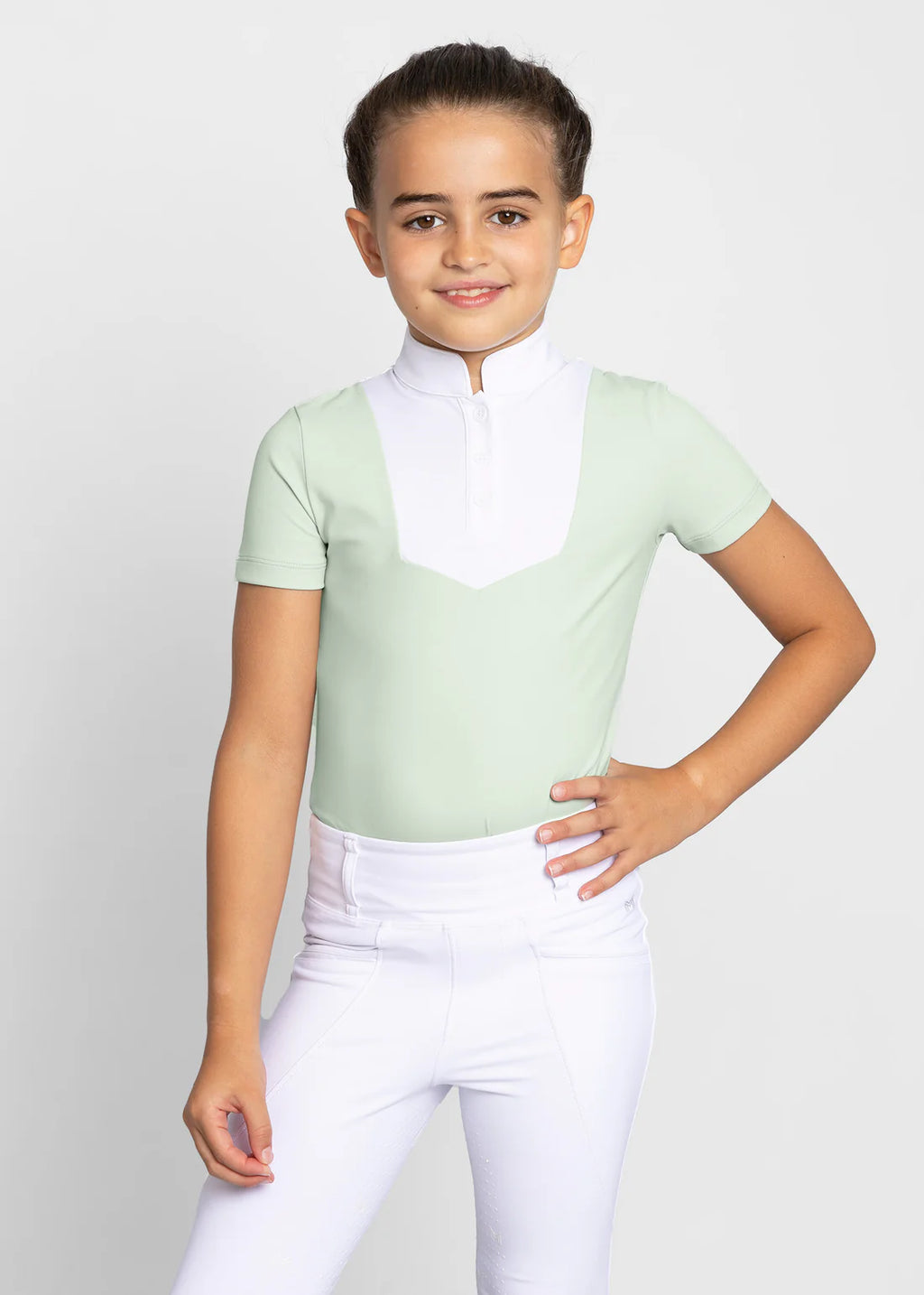 YR Short Sleeve Sienna Show Shirt - Sage Green, 3XS (135-145cm) image