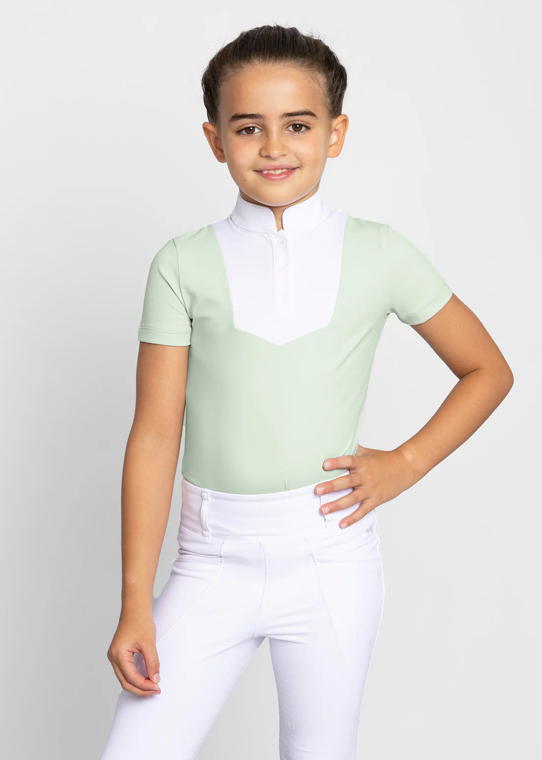 YR Short Sleeve Sienna Show Shirt - Sage Green, 3XS (135-145cm) image