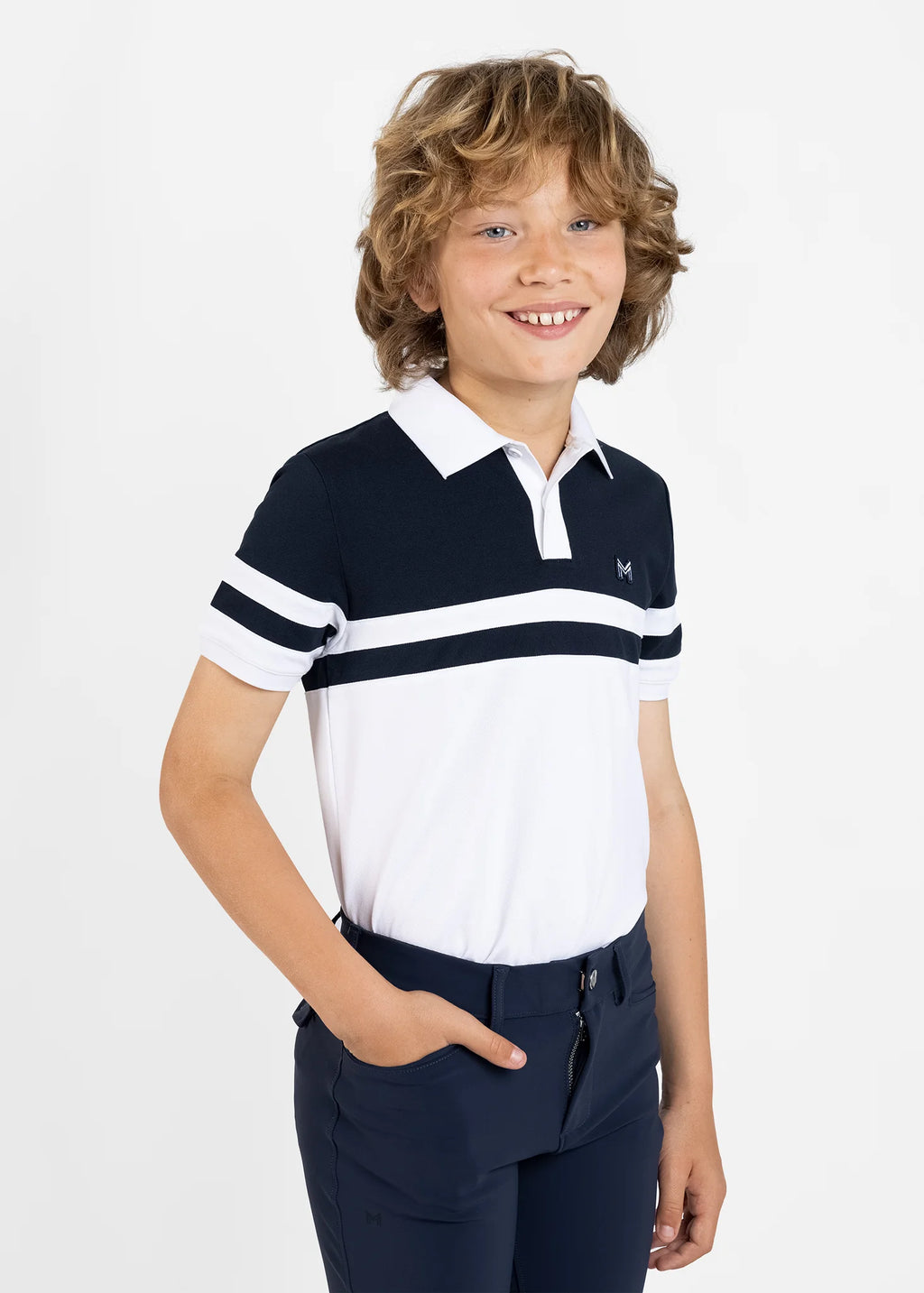 YR Glee Polo Shirt - Navy/White, 4XS (125-135cm) image