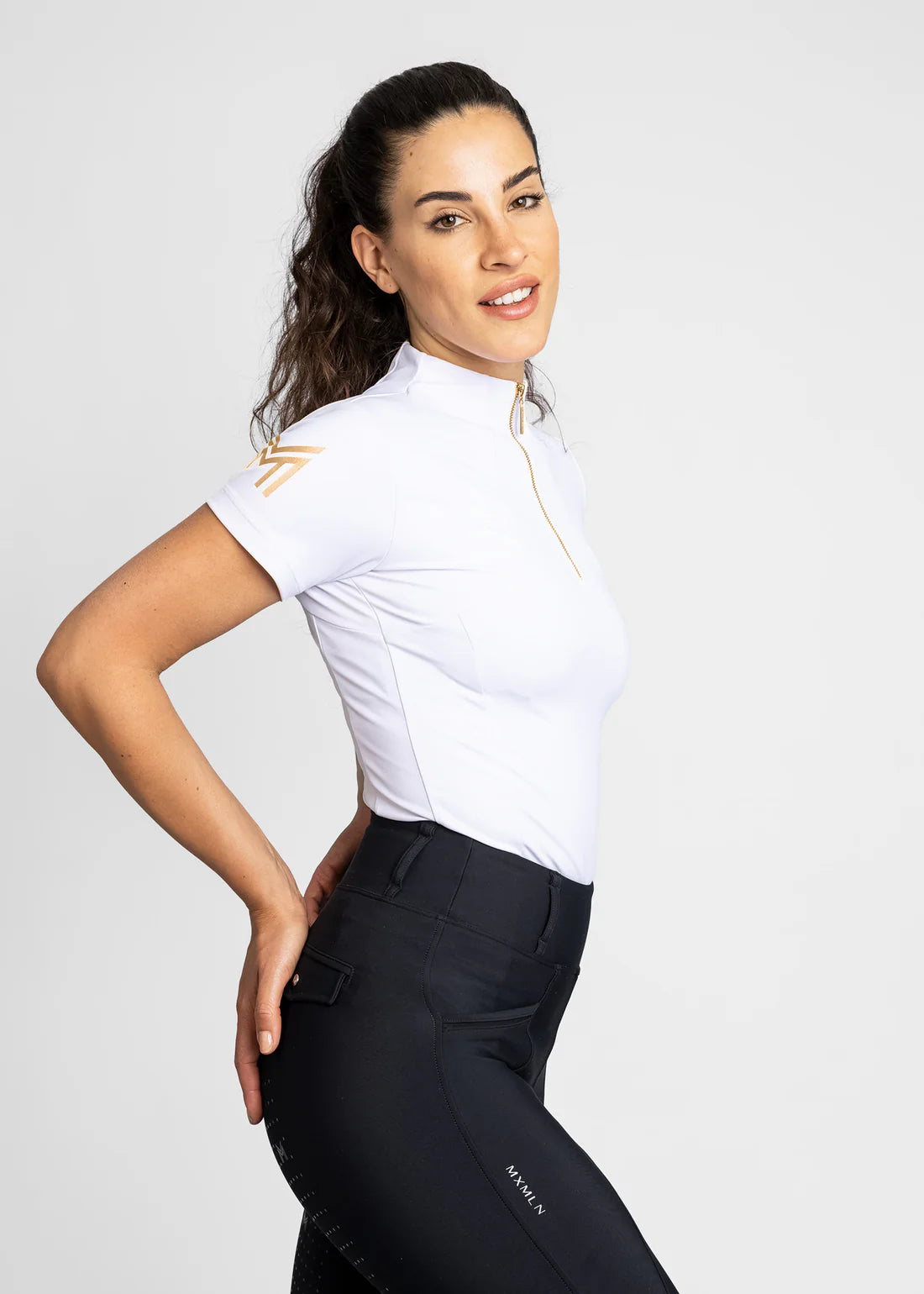 Short Sleeve Base Layer (White/Gold) - White/Gold, L image
