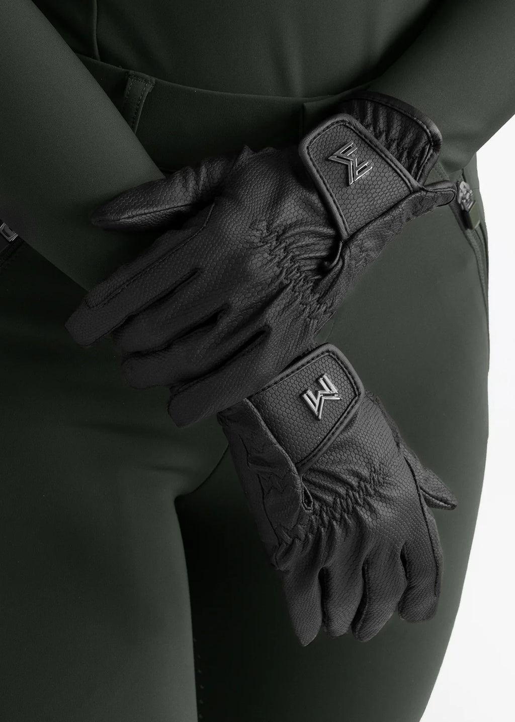 Maximilian Emblem Riding Gloves - 8, Black image