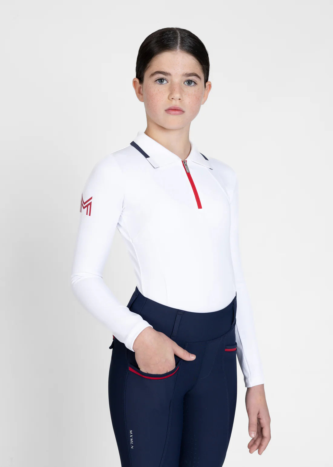 Maximilian YR Concept Long Sleeve Polo Shirt - White, 2XS (145-155cm) image
