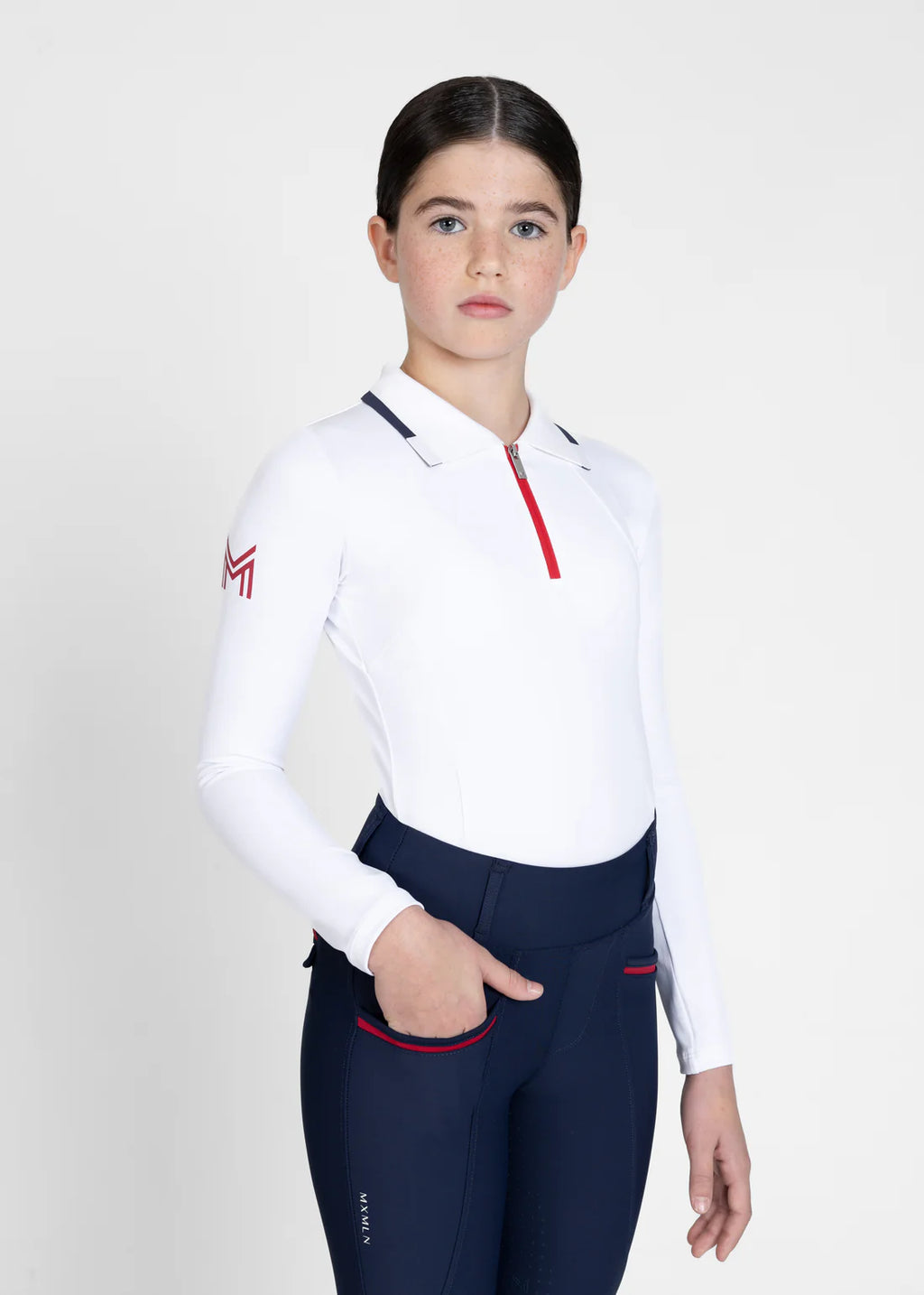 Maximilian YR Concept Long Sleeve Polo Shirt - White, 4XS (125-135cm) image