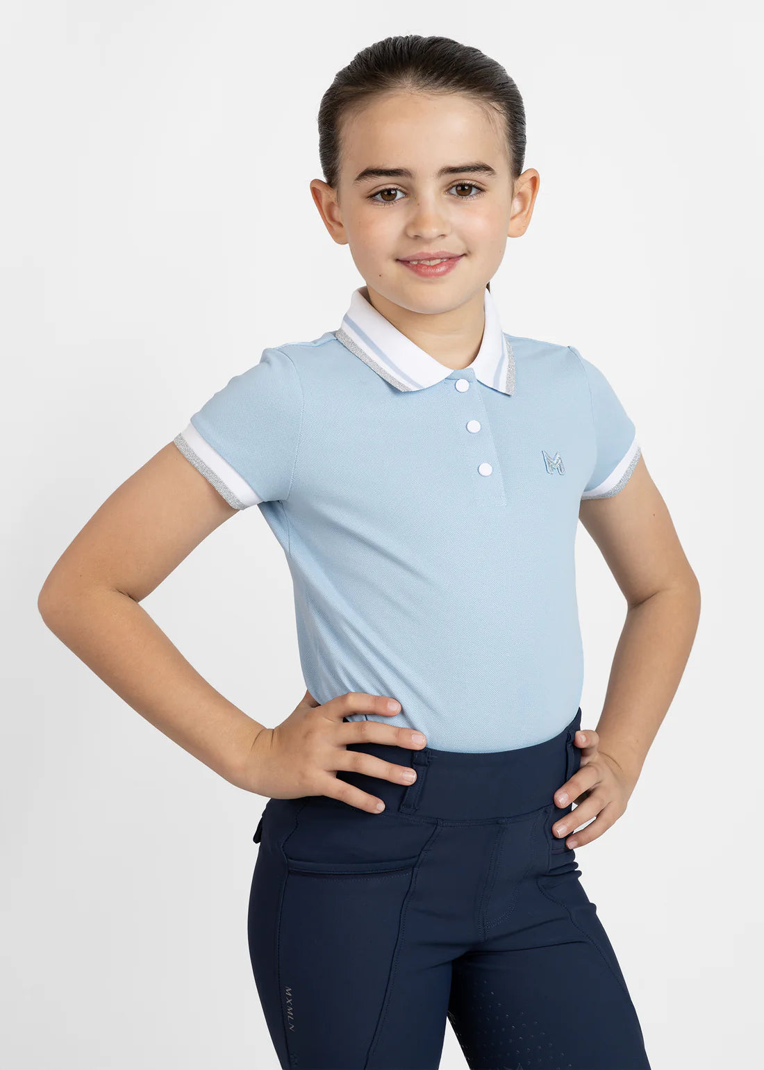 YR Glint Polo Shirt - Sky Blue, 3XS (135-145cm) image