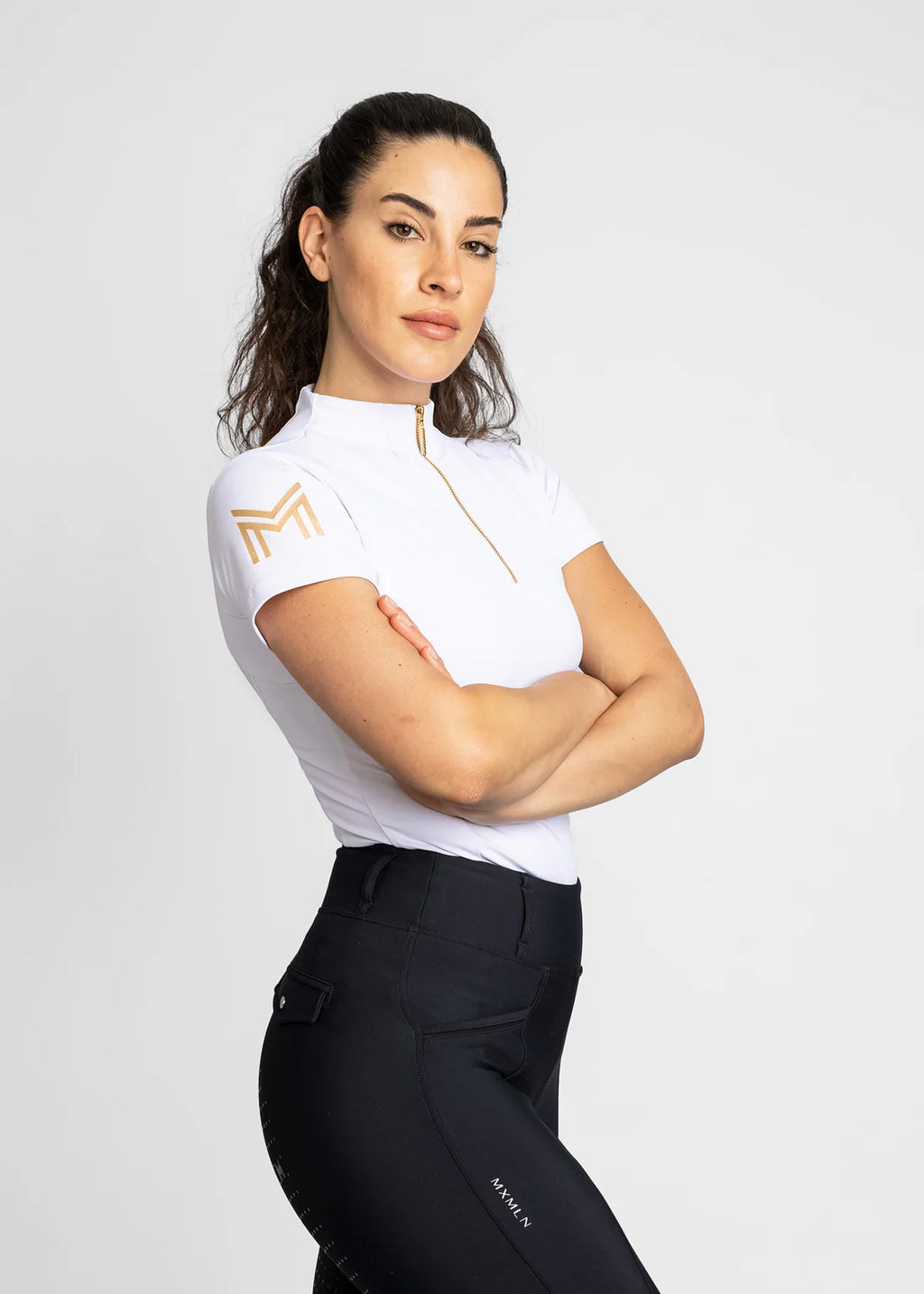 Short Sleeve Base Layer (White/Gold) image 1